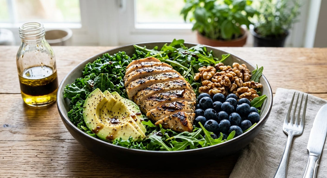Chicken Kale-Blueberry Salad